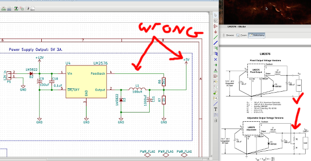 Flawed Design. Vout and Feedback lines swapped.