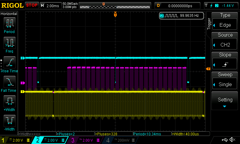 FPGA Core Mode 6 (yellow hysnc, pink active line, cyan interrupts)