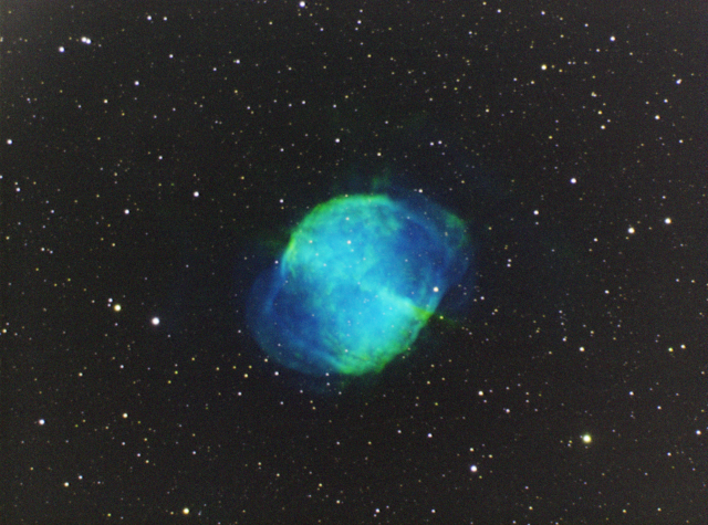 M27 - Dumbbell Nebula, ~60x60s, Ha, OIII, SII
